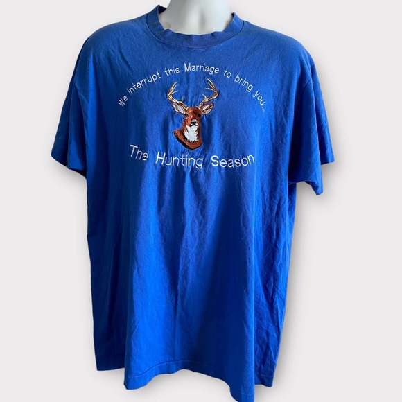Vintage Embroidered Hunting Single Stitch Fruit of the Loom Tee - Picture 1 of 3